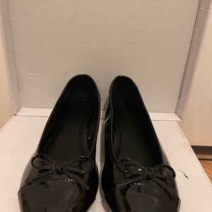 H&M Black Patent Ballet Flats with Bow Accent